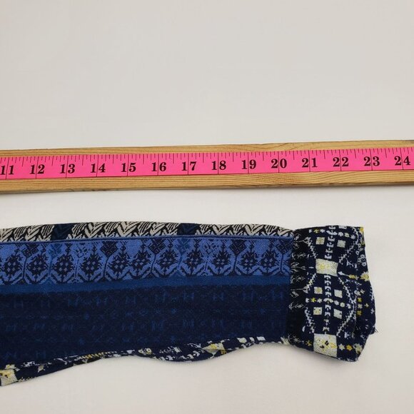 Nine West Womens Boho Lucy Tunic Top Blouse‎ M Roll Tab Sleeve Half Button Blue - Picture 10 of 10